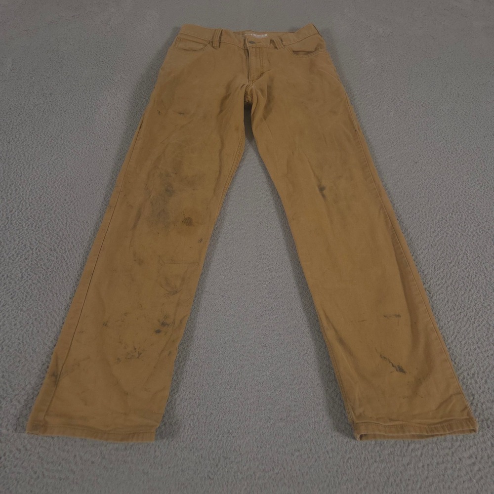 Carhartt Pants Mens 30x34 Tan Relaxed Straight Rigby Canvas Rugged Flex Work